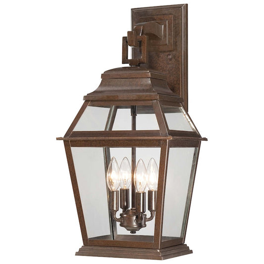 Minka Lavery Crossroads Point 12in 4-Light Wall Sconce | Traditional Architectural Bronze Outdoor Lantern | Covered Patio & Entryway | Model 9283-171