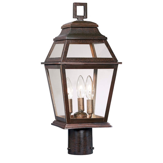 Minka Lavery Crossroads Point 20in 3-Light Post Mount | Traditional Architectural Bronze Aluminum | Driveway & Garden Path | Model 9286-171