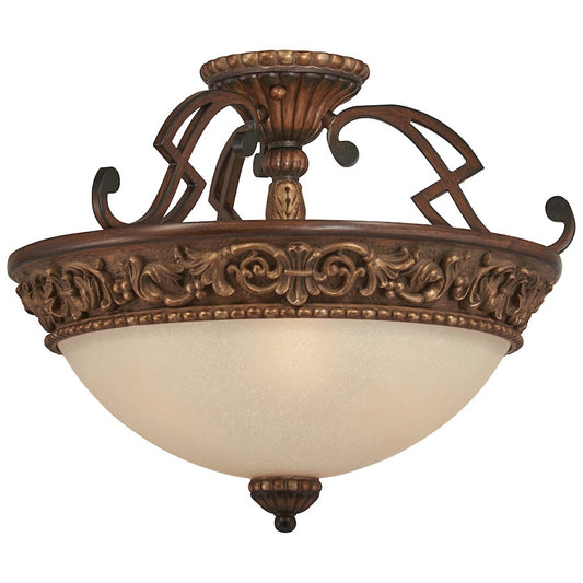 Minka Lavery Belcaro 18in 3-Light Semi Flush Mount | Traditional Walnut Farmhouse | Entryway & Hallway | 18 x 18 x 14 in | Model 949-126