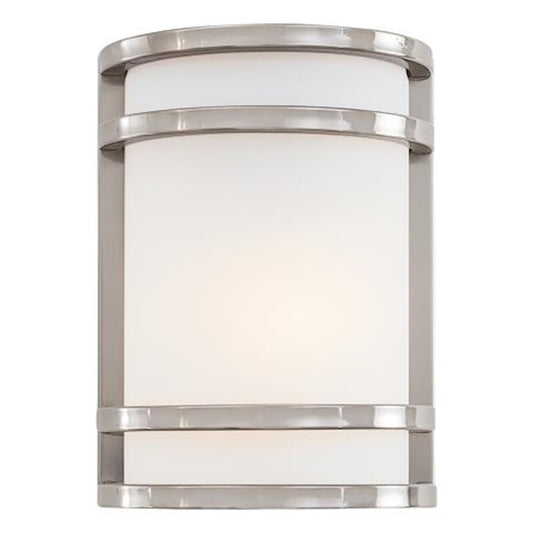 Minka Lavery Bay View 1-Light Wall Sconce | Contemporary Brushed Stainless Steel | Entryway & Hallway Accent Light | 7 x 4 x 10 in | Model 9801-144-PL