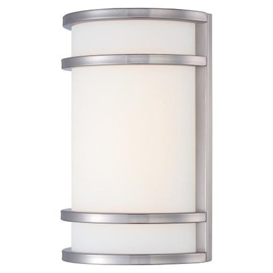 Minka Lavery Bay View 8in LED Wall Sconce | Contemporary Brushed Stainless Steel | Outdoor Entryway & Patio | 8 x 4 x 12 in | Model 9802-144-L