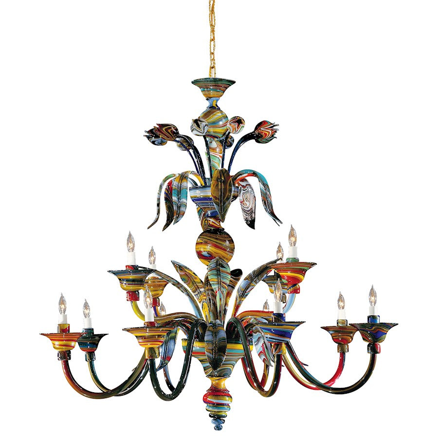 Metropolitan Lighting Camer 48in 12-Light Chandelier | Transitional Murano Glass | Living Room & Dining Room | 48 x 48 x 44 in | Model C7056-12