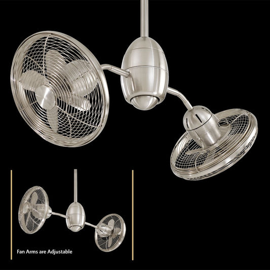 Minka Aire Gyrette 36in Ceiling Fan | Contemporary Brushed Nickel | Living Room & Bedroom | 36 x 36 x 14 in | Model F302-BN