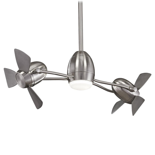 Minka Aire Cage Free Gyro 42in LED Ceiling Fan | Brushed Nickel and Silver Cage-Free Blades | Living Room & Bedroom | Model F304L-BN-SL