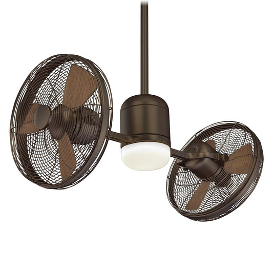 Minka Aire Elemental Gyro 42in LED Ceiling Fan | Industrial Oil Rubbed Bronze | Covered Patio & Indoor-Outdoor | 42 x 42 x 20 in | Model F306L-ORB-MM