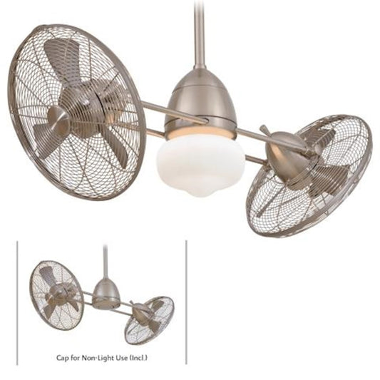 Minka Aire Gyro Wet 42in Twin Turbo Ceiling Fan | Brushed Nickel Wet Contemporary | Outdoor Covered Patio & Gazebo | 42 x 42 x 18 in | Model F402-BNW