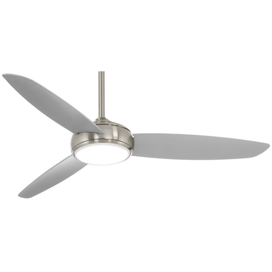 Minka Aire Concept IV 54in LED Ceiling Fan | Transitional Brushed Nickel Wet | Covered Patio & Indoor-Outdoor | 54 x 54 x 14 in | Model F465L-BNW