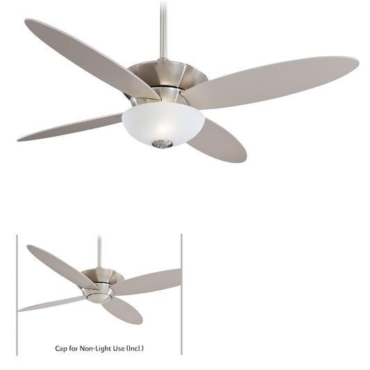 Minka Aire Zen 52in Ceiling Fan | Brushed Nickel Contemporary | Living Room & Bedroom | 52 x 52 x 16 in | Model F514-BN