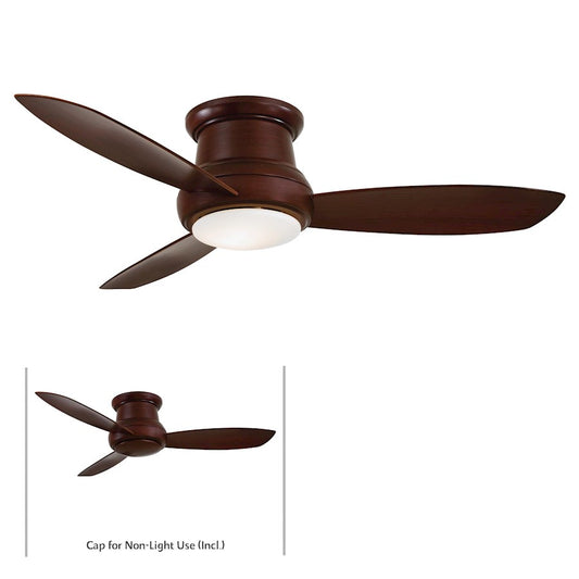 Minka Aire Concept II 52in LED Flush Mount Ceiling Fan | Mahogany Traditional | Bedroom & Living Room | 52 x 52 x 12 in | Model F519L-MG