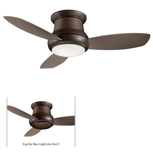 Minka Aire Concept II 52in LED Flush Mount Ceiling Fan | Traditional Oil Rubbed Bronze | Living Room & Bedroom | 52 x 52 x 11.5 in | Model F519L-ORB