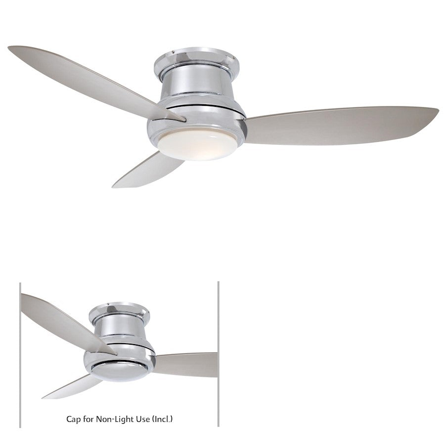 Minka Aire Concept II 52in LED Flush Ceiling Fan | Polished Nickel Contemporary | Bedroom & Living Room | 52 x 52 x 12 in | Model F519L-PN