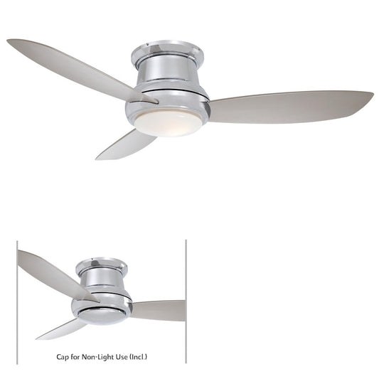Minka Aire Concept II 52in LED Flush Ceiling Fan | Polished Nickel Contemporary | Bedroom & Living Room | 52 x 52 x 12 in | Model F519L-PN