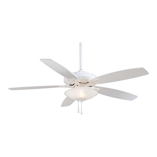 Minka Aire Mojo 52in LED Ceiling Fan | Contemporary White Finish | Bedroom & Living Room | 52 x 52 x 14 in | Model F522L-WH