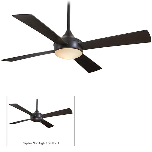Minka Aire Aluma Wet 52in Ceiling Fan | Contemporary Oil Rubbed Bronze | Covered Patio & Living Room | 52 x 52 x 14 in | Model F523-ORB