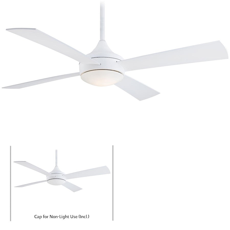 Minka Aire Aluma Wet 52in Ceiling Fan | Contemporary Flat White | Covered Patio & Living Room | 52 x 52 x 14 in | Model F523-WHF