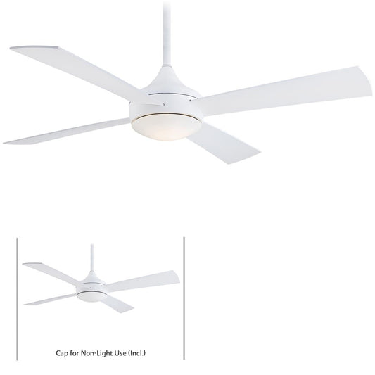 Minka Aire Aluma Wet 52in Ceiling Fan | Contemporary Flat White | Covered Patio & Living Room | 52 x 52 x 14 in | Model F523-WHF