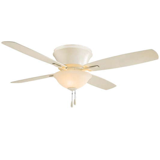 Minka Aire Mojo II 52in Flush Mount Ceiling Fan | Bone White Transitional | Low Ceiling Bedroom & Living Room | 52 x 52 x 14 in | Model F533-BWH