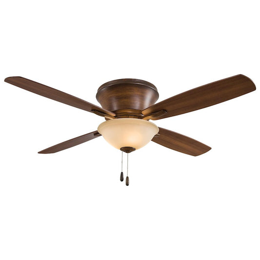 Minka Aire Mojo II 52in Flush Mount Ceiling Fan | Distressed Koa Transitional | Low Ceiling Bedroom & Living Room | 52 x 52 x 14 in | Model F533-DK