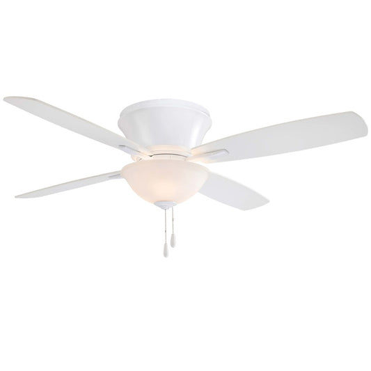 Minka Aire Mojo II 52in Flush Mount Ceiling Fan | White Transitional | Low Ceiling Bedroom & Living Room | 52 x 52 x 14 in | Model F533-WH