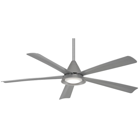 Minka Aire Cone 54in LED Ceiling Fan | Modern Silver | Indoor & Covered Patio | 54 x 54 x 14 in, Remote Included | Model F541L-SL