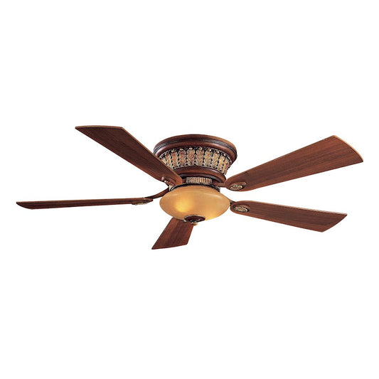 Minka Aire Calais 52in Flush Mount Ceiling Fan | Traditional Belcaro Walnut | Low Ceiling Bedroom & Living Room | 52 x 52 x 12 in | Model F544-BCW