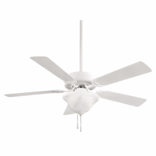 Minka Aire Contractor 52in Ceiling Fan | Traditional Brushed Steel and White | Living Room & Bedroom | 52 x 52 x 17 in | Model F548-BS-WH