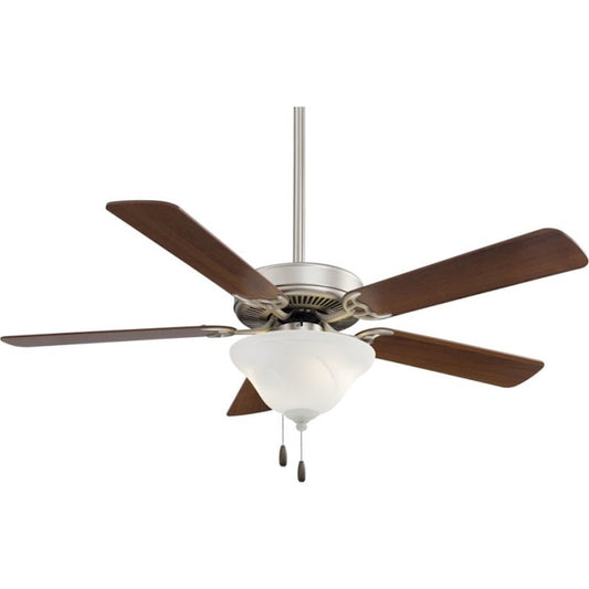 Minka Aire Contractor Uni-Pack LED 52in Ceiling Fan | Traditional Brushed Steel and Dark Walnut | Living Room & Bedroom | Model F548L-BS-DW