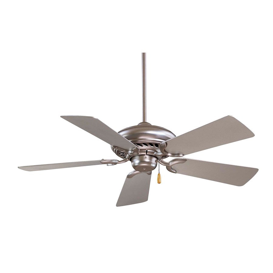 Minka Aire Supra 44in Ceiling Fan | Transitional Brushed Steel | Bedroom, Living Room & Hallway | 44 x 44 x 12.5 in | Model F563-BS