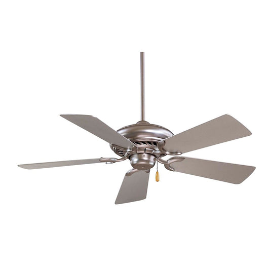Minka Aire Supra 44in Ceiling Fan | Transitional Brushed Steel | Bedroom, Living Room & Hallway | 44 x 44 x 12.5 in | Model F563-BS