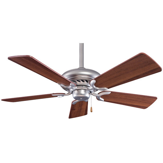 Minka Aire Supra 44in Ceiling Fan | Transitional Brushed Steel and Dark Walnut | Bedroom, Living Room & Hallway | 44 x 44 x 12.5 in | Model F563-BS-DW
