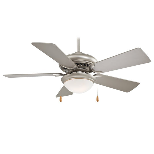 Minka Aire Supra 44in Ceiling Fan | Transitional Brushed Steel | Bathroom & Hallway | 44 x 44 x 16 in | Model F563-SP