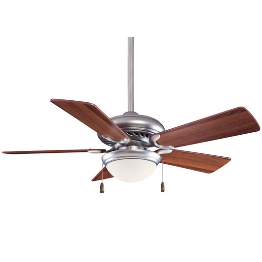 Minka Aire Supra 44in Ceiling Fan | Transitional Brushed Steel with Dark Walnut | Bathroom & Hallway | 44 x 44 x 16 in | Model F563-SP-BS-DW
