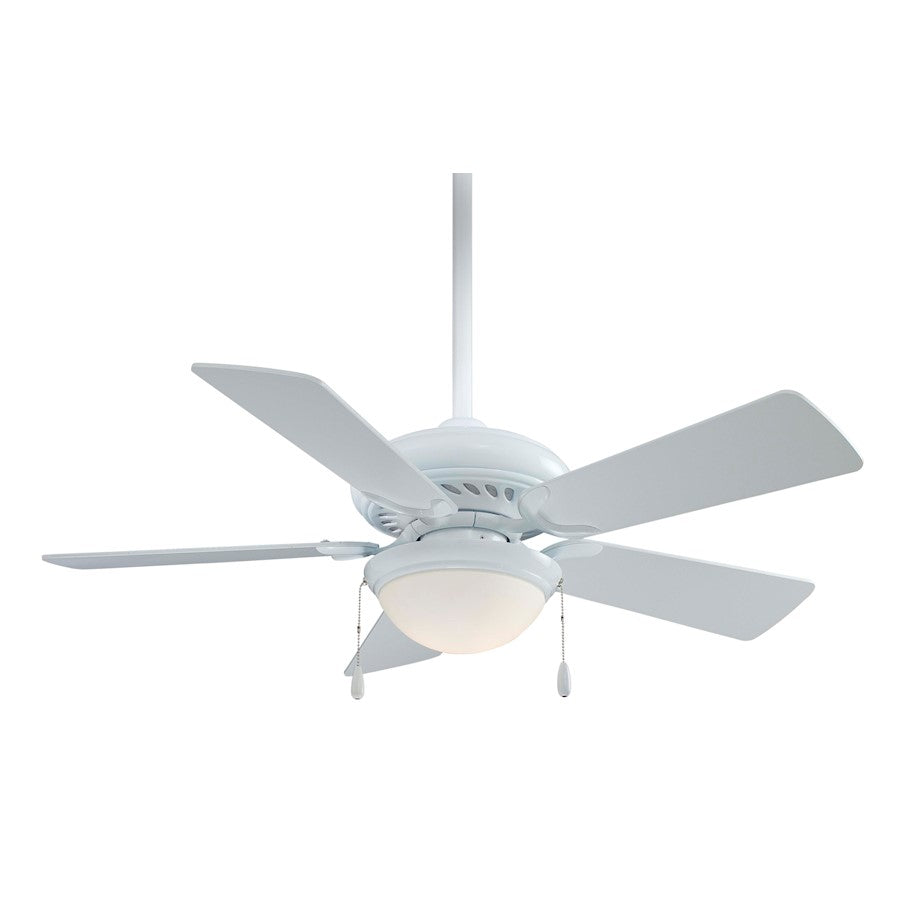 Minka Aire Supra 44in Ceiling Fan | Transitional White | Small Bedroom, Bathroom & Hallway | 44 x 44 x 16 in | Model F563-SP-WH