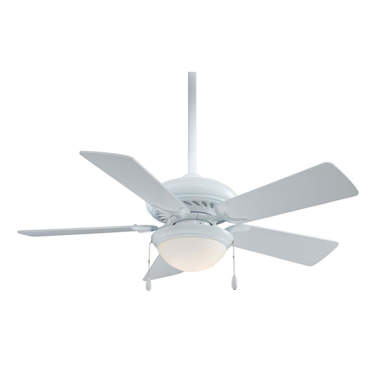 Minka Aire Supra 44in Ceiling Fan | Transitional White | Small Bedroom, Bathroom & Hallway | 44 x 44 x 16 in | Model F563-SP-WH