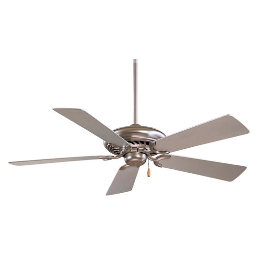 Minka Aire Supra 52in Ceiling Fan | Transitional Brushed Steel | Medium Spaces Bathroom & Hallway | 52 x 52 x 13 in | Model F568-BS