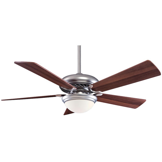Minka Aire Supra 52in Ceiling Fan | Brushed Steel with Dark Walnut Blades | Bathroom, Hallway & Entry | 52 x 52 x 17 in | Model F569-BS-DW