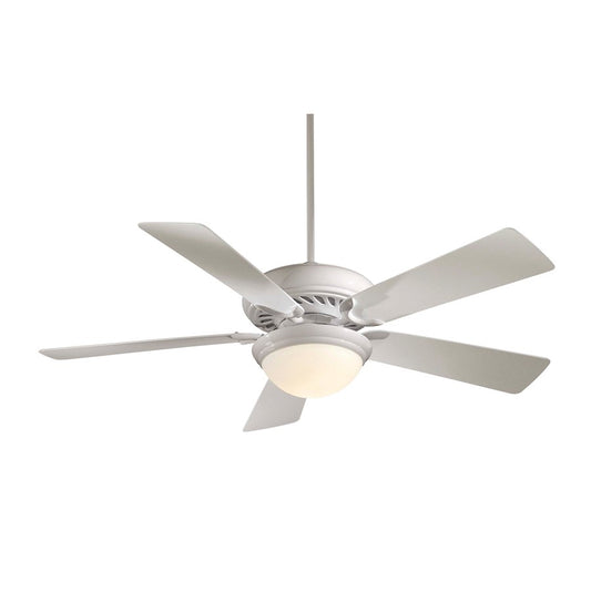 Minka Aire Supra 52in Ceiling Fan | Transitional White | Small Spaces Bathroom Hallway Entry | 52 x 52 x 17 in | Model F569-WH
