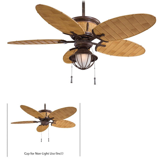 Minka Aire Shangri-La 52in Ceiling Fan | Traditional Vintage Rust Wicker | Bedroom & Living Room | 52 x 52 x 22 in | Model F580-VR-BB