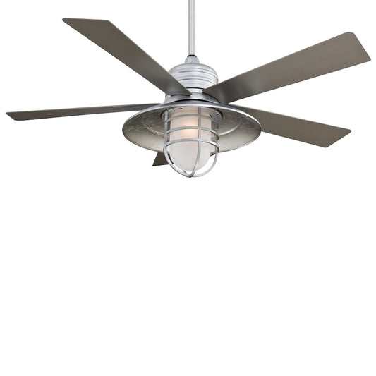 Minka Aire Rainman 54in Ceiling Fan | Transitional Galvanized Finish | Indoor & Covered Patio | 54 x 54 x 24 in | Model F582-GL