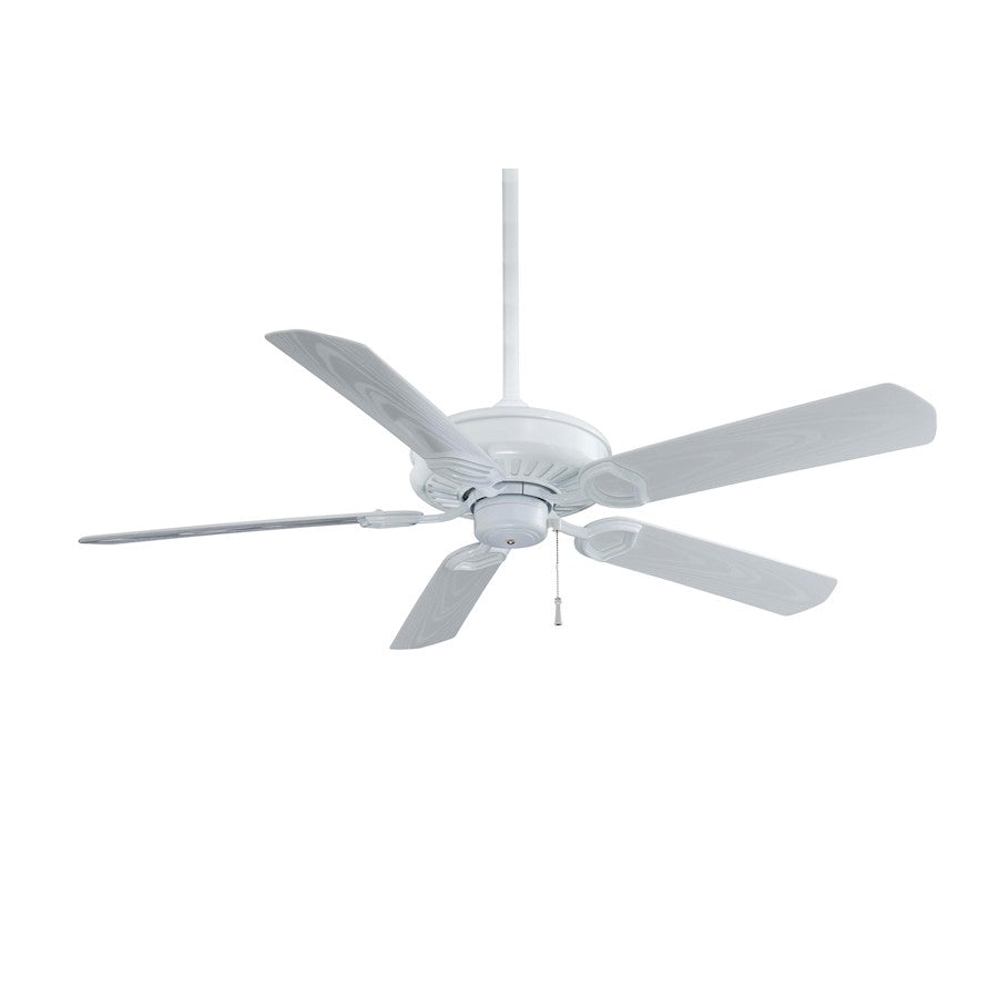 Minka Aire Sundowner 54in Ceiling Fan | Traditional White Weatherproof | Covered Patio & Outdoor Living | 54 x 54 x 12.5 in | Model F589-WH