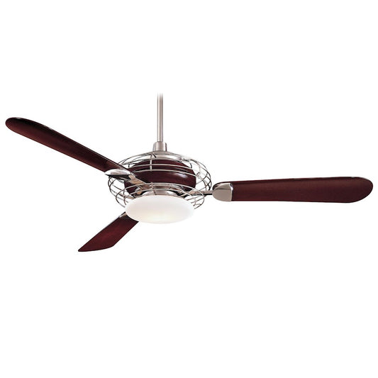 Minka Aire Acero 52in Ceiling Fan | Brushed Steel & Mahogany Contemporary | Living Room & Bedroom | 52 x 52 x 14 in | Model F601-BS-MG