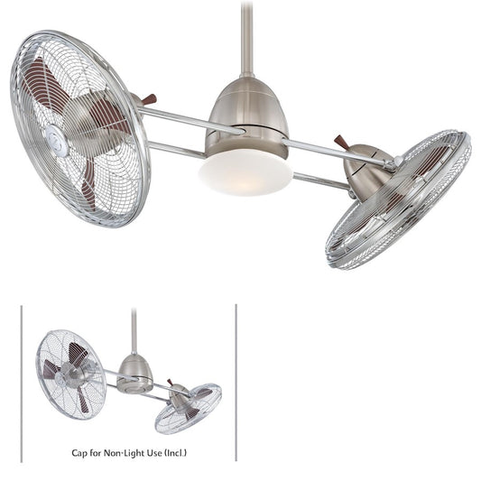 Minka Aire Gyro 42in Ceiling Fan | Contemporary Brushed Nickel with Chrome | Living Room & Bedroom | 42 x 42 x 14 in | Model F602-BN-CH