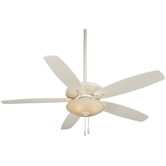 Minka Aire Traditional Mojo 52in Ceiling Fan | Traditional Bone White with Glass Bowl Light | Living Room & Bedroom | 52 x 52 x 15 in | Model F622-BWH