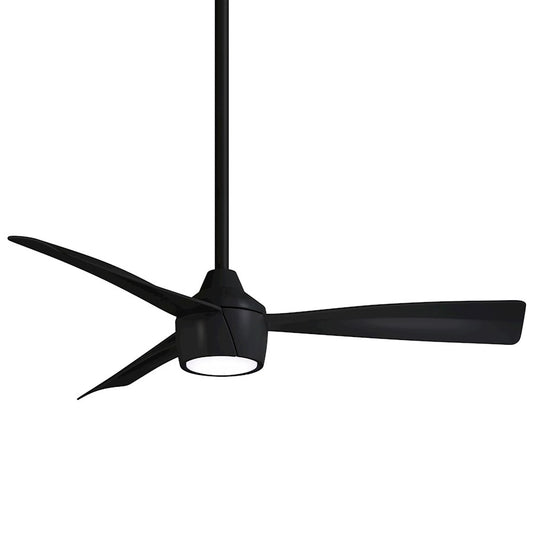 Minka Aire Skinnie 44in 1-Light Ceiling Fan | Contemporary Coal and Frosted White Etched Lens | Covered Patio & Outdoor Room | Model F625L-CL