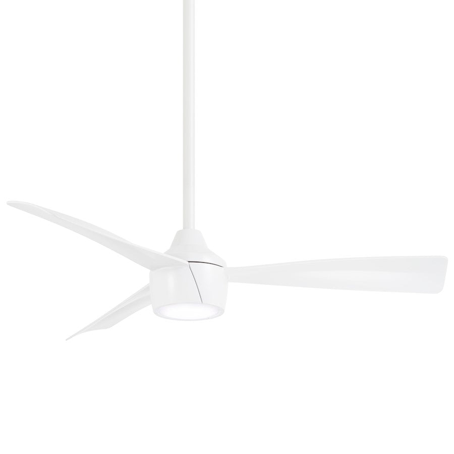 Minka Aire Skinnie 44in 1-Light LED Ceiling Fan | Contemporary Flat White and Frosted White PC Lens | Covered Patio & Outdoor Room | Model F625L-WHF