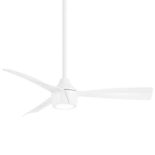 Minka Aire Skinnie 44in 1-Light LED Ceiling Fan | Contemporary Flat White and Frosted White PC Lens | Covered Patio & Outdoor Room | Model F625L-WHF