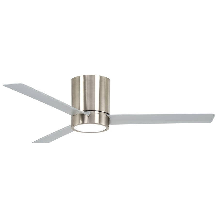 Minka Aire Roto Flush 52in Hugger LED Fan | Brushed Nickel and Frosted White | Bedroom & Low Ceiling Rooms | 52in Sweep, 16W LED, 3 | Model F644L-BN