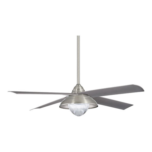 Minka Aire Shade 56in Ceiling Fan | Brushed Nickel Wet and Silver Blades with Clear Glass | Living Room & Covered Patio | Model F683L-BNW
