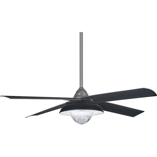 Minka Aire Shade 56in LED Ceiling Fan | Transitional Grey Iron and Matte Black Blades | Living Room, Bedroom & Large Spaces | Model F683L-GI