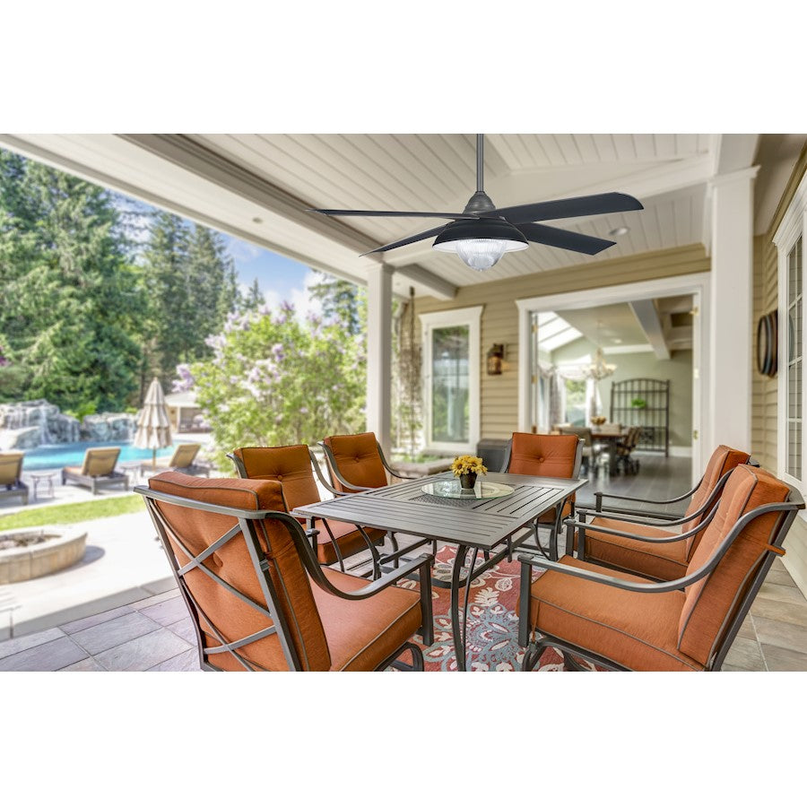 Minka Aire Shade 56in LED Ceiling Fan | Transitional Grey Iron and Matte Black Blades | Living Room, Bedroom & Large Spaces | Model F683L-GI